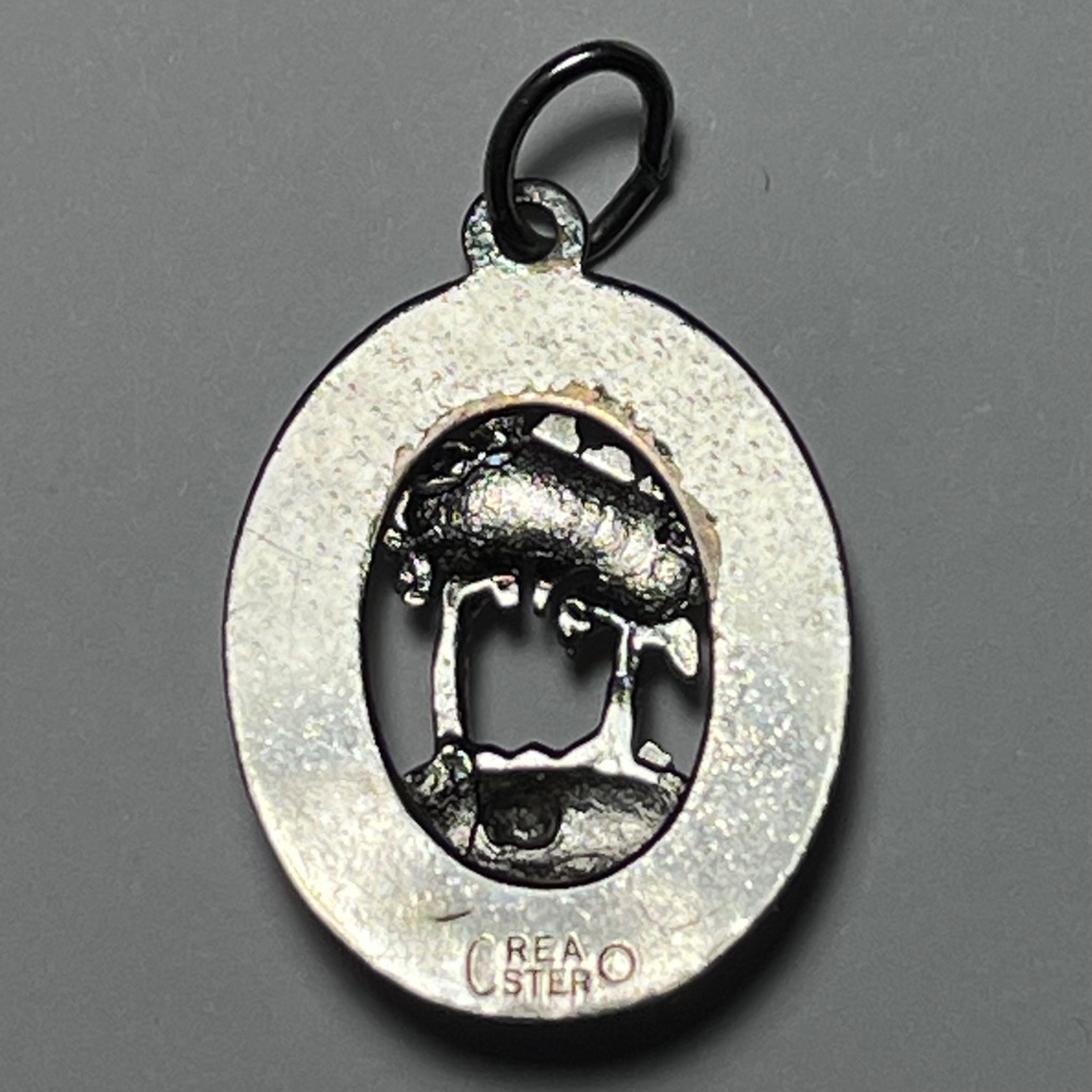HAWAII Silver Palm Trees with Ruby Birthstone Vintage Pendant Charm by Crea Ster - Picture 3 of 5